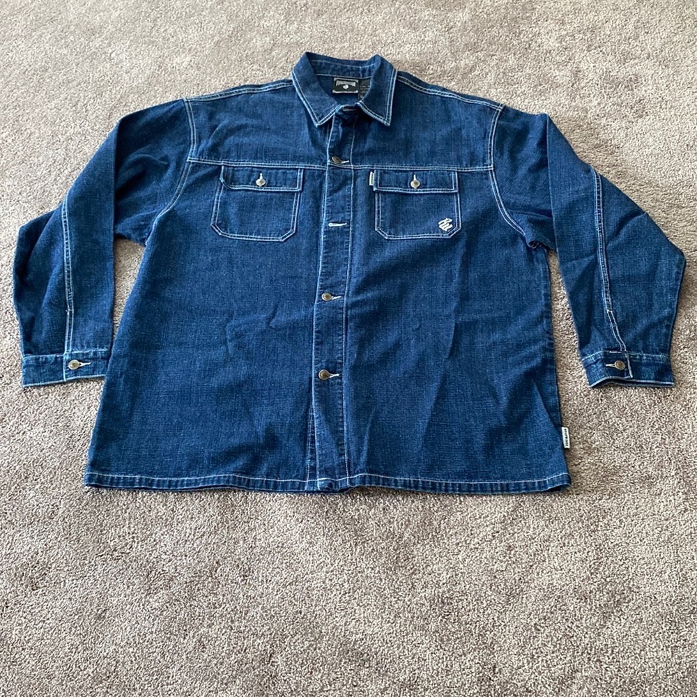 Rocawear Dark Wash Denim Button Down Jacket SIZE 3XL Hip Hop Streetwear Jacket